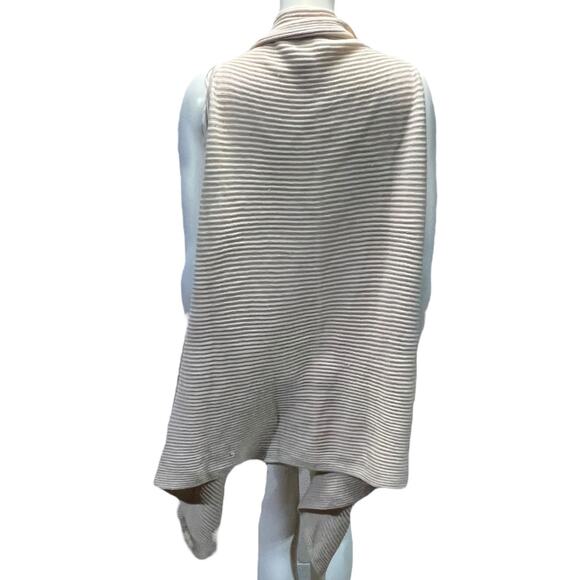 LOFT NWT Ribbed Waterfall Open Front Sweater Vest Oatmeal One Size Fits Most - Picture 4 of 12